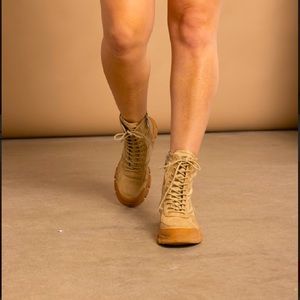 Tan combat boots